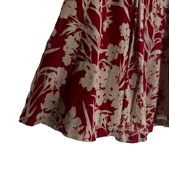 Banana Republic Red Floral Midi Skirt Size 4 - Picture 2 of 4